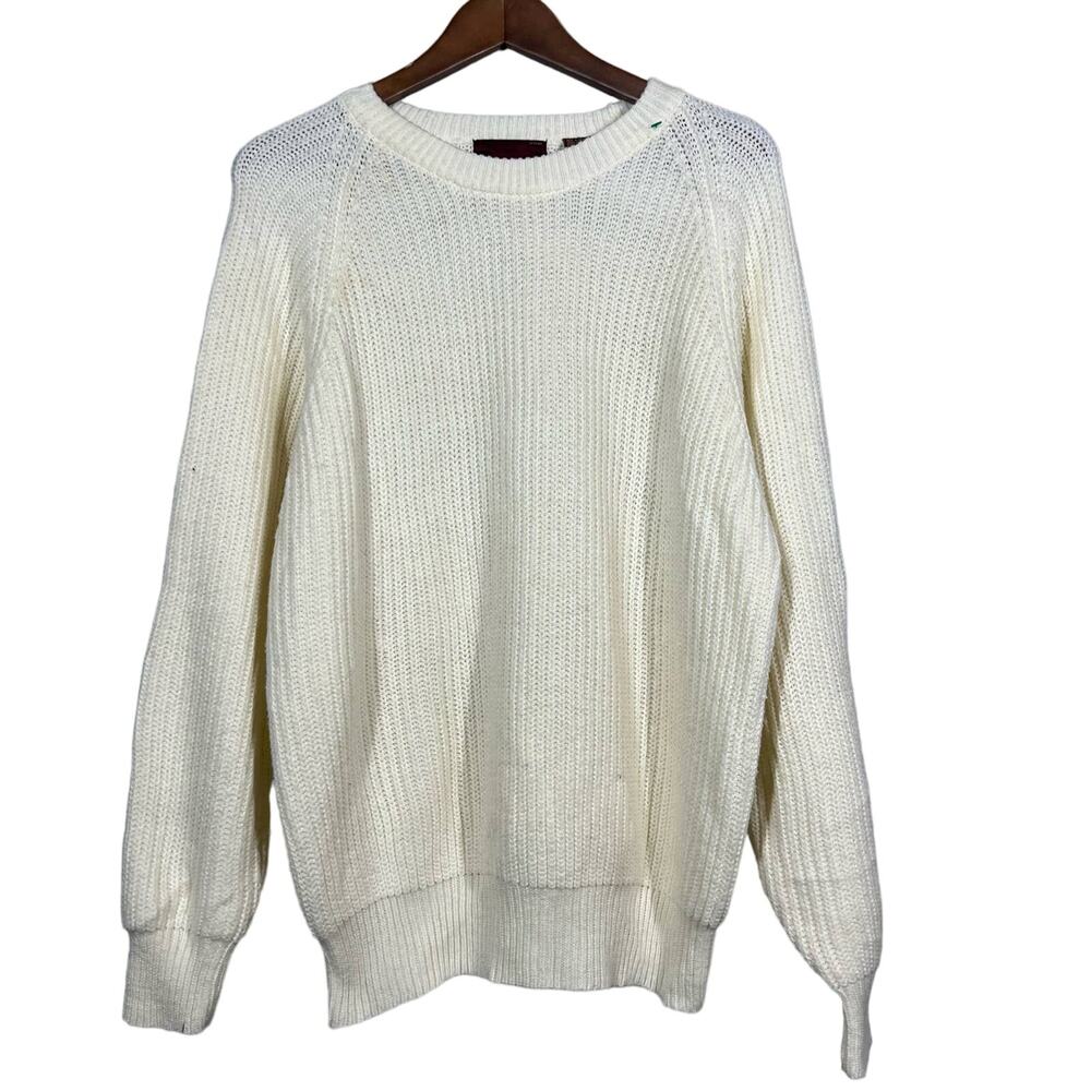 Vintage Moss Creek Trader Crewneck SLouchy Dad Sweater Long Sleeve Cream - L